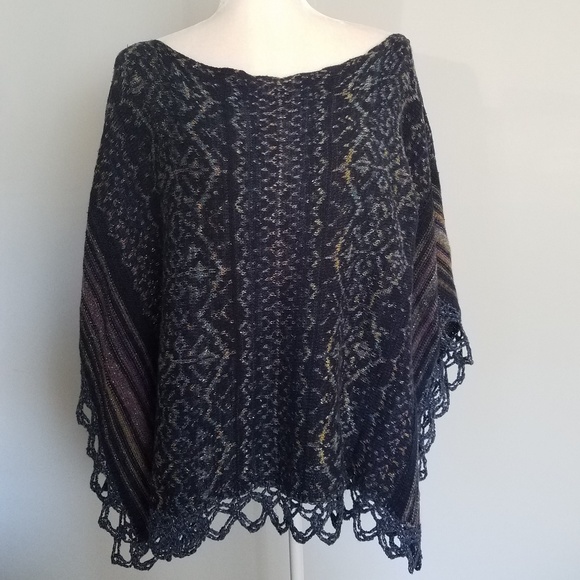 Free People Sweaters - Free People Metallic Loop Fringe Poncho Large